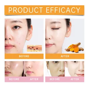 Graphique de détail de mousse nettoyante visage au curcuma montrant l'effet éclaircissant.