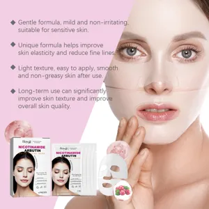 Gedetailleerd overzicht van Hoygi niacinamide arbutine gezichtsmasker met essence en huid.