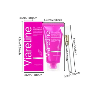 Mascarilla facial VIARELINE de colágeno y niacinamida con brocha para un cuidado luminoso.