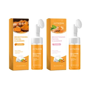 JAYSUING Nettoyant Visage Éclaircissant au Curcuma avec Brosse, Soin Doux des Pores 100ml