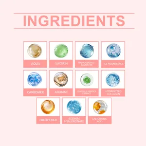 Gedetailleerde ingrediëntenkaart van vochtinbrengende tonerpads met actieve bestanddelen.