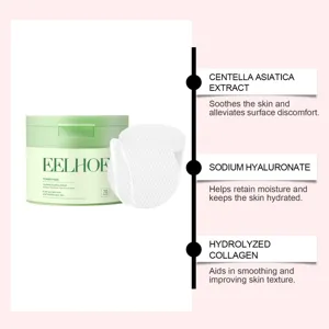 EELHOE vochtinbrengende tonerpads detail met rustgevend centella-extract en hydratatie.