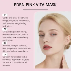 Vista dettagliata della maschera PDRN Pink Vita con proprieta idratanti e lenitive.