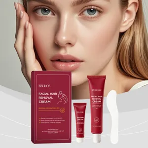 Kit de creme depilatoire pour le visage EELHOE, soin doux avec creme apaisante et spatule inclus.