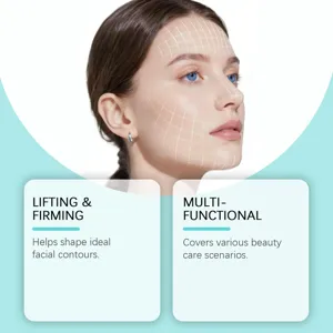 Vue détaillée de l'appareil de soin facial montrant l'effet tenseur sur le visage.