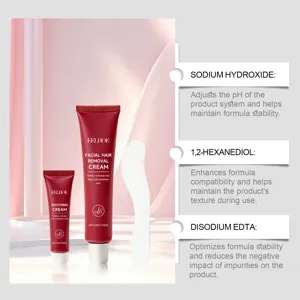 Kit de crème dépilatoire pour le visage avec crème apaisante et spatule pour soin doux.