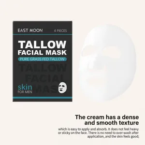 Λεπτομερής όψη μάσκας προσώπου tallow για άνδρες, συσκευασία 4 τεμαχίων, ενυδατική φροντίδα.