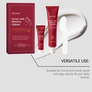 Vue détaillée de l'ensemble de crème dépilatoire pour le visage EELHOE avec crème apaisante.