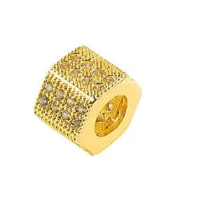 Pavé Zirkonia 14k vergoldeter hoher Zylinder DIY Kupfer Schmuck Perle Zubehör Accessoire