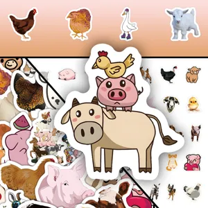 Cute farm animal stickers set, waterproof vinyl decals for kids gifts and DIY decoration.