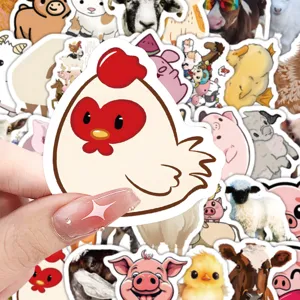 Cute farm animal stickers waterproof cartoon chicken and sheep DIY decorative decals for kids.