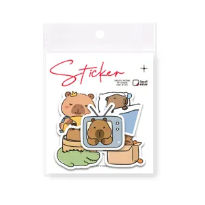 Cute cartoon capybara sticker pack waterproof animal decals for journaling scrapbooking