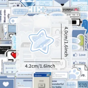 Blue star sticker ins style aesthetic laptop water bottle cute decorative waterproof decal 4cm