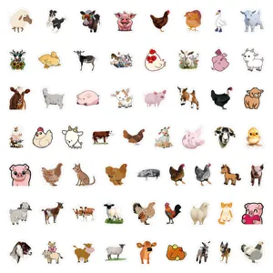 Cute farm animal stickers set, waterproof cartoon sheep pig chick stickers for diy decor.