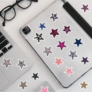 Y2K Sternen Aufkleber asthetische Leopard Zebra Muster wasserdichte Decals fur Laptop