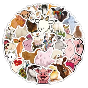 Cute farm animal stickers pack, waterproof vinyl decals for kids, laptop, water bottle.
