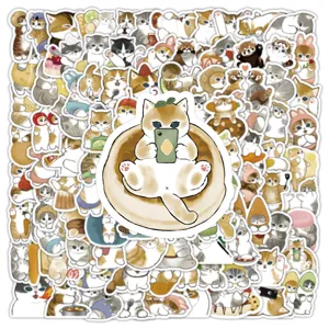 100pcs Cute Cat Stickers Waterproof Vinyl Decals Kawaii Cartoon Stickers for Journaling