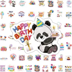 Set di adesivi per feste di compleanno, simpatici disegni di cartoni animati, etichette regalo.