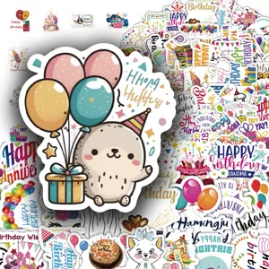 Adesivi di Compleanno Decorazione per Festa Impermeabile PVC Autoadesivo Set Adesivi Buon Compleanno Per Sigillare Buste Regalo