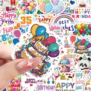 120pz adesivi buon compleanno graffiti simpatici cartoni animati impermeabili per festa