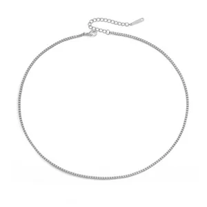 Elegant minimalist silver stainless steel box chain necklace for women layering jewelry