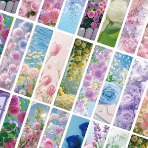 Vista detallada de 24 marcapáginas florales realistas no repetitivos con diseños botánicos.