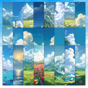 24er Set niedliche Anime Landschaft Lesezeichen, heilendes blaues Design für Bücher und Geschenke.
