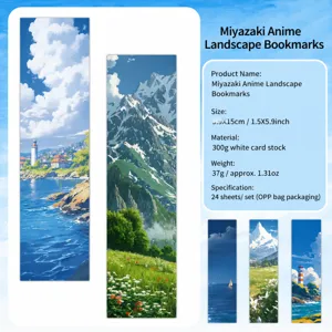 Studio Ghibli Stil Landschaft Lesezeichen 24 Stueck Set, 3.9x15cm Papier Lesezeichen.