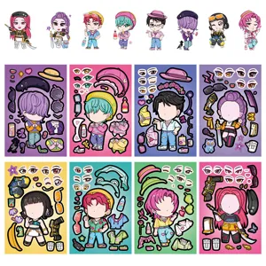 DIY Face Changing Puzzle Stickers Anime Character Dress Up Craft Set For Kids Creative Play Art Activity