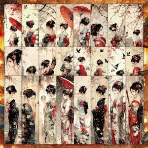 24 Stück Vintage Geisha Lesezeichen Set retro Kunst Seite Marker dekorative Buchkarten