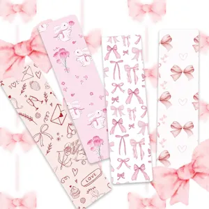 Pink coquette bow bookmarks set aesthetic cute bunny reading markers for student gifts.