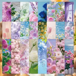 24 pcs marcapáginas florales realistas paisaje curativo tarjeta de flores DIY lectura