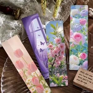 Set de marcapáginas florales realistas, paisajes y marcadores botánicos para libros.