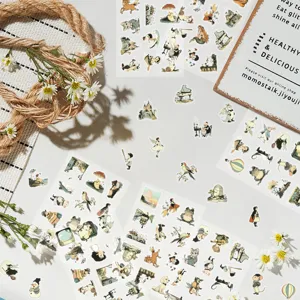Vintage PET sticker set retro cartoon illustration DIY journaling craft supply 103pcs