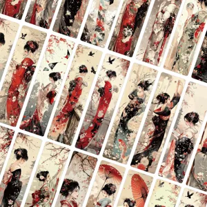 24er Set retro japanische Geisha Kunst Lesezeichen vintage dekorative Buch Markierungen.
