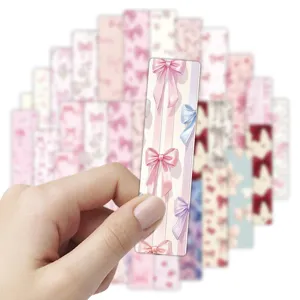 Pink bow bookmarks coquette ballet style reading marker cards student gift stationery set