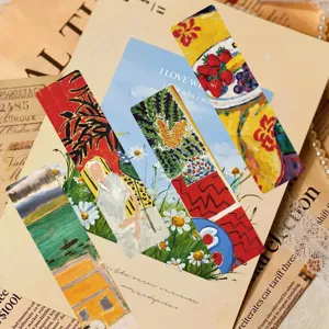 Close-up detail of vintage Matisse art bookmarks showcasing colorful oil painting designs.