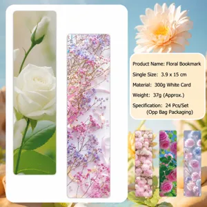 Vista detallada de exquisitos marcapáginas florales con diseños de rosas realistas y tamaños.
