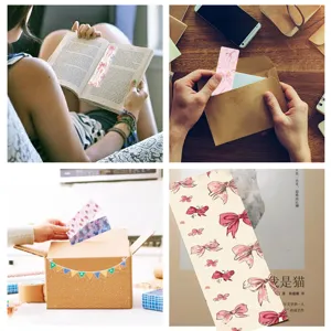 Coquette pink ballet bow bookmarks set, elegant reading markers for students and book lovers.