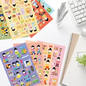 8 sheets daily life healing journaling stickers set cute cartoon diy notebook decorative
