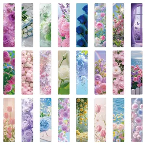 Set de 24 marcapaginas florales realistas paisaje curativo para amantes de lectura