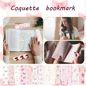 Coquette pink bow bookmarks set 24 pieces cute aesthetic reading page markers for students gifts