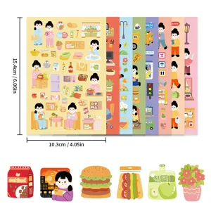8 sheets cute daily life deco stickers journaling DIY decorative adhesive paper packs