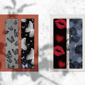 Set de marcapáginas de papel estilo ins con mariposas oscuras y motivos florales para lectura.