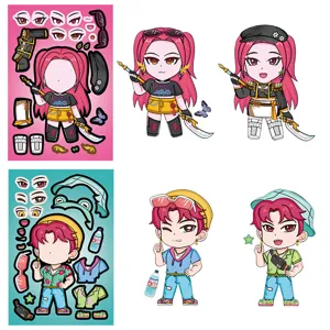 DIY anime character face-changing puzzle sticker set, handmade dress up creative toy for kids.