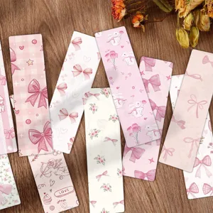 Pink Ballet Bow Coquette Paper Bookmarks Cute Reading Marker Cards Aesthetic Student Gift Stationery Supplies