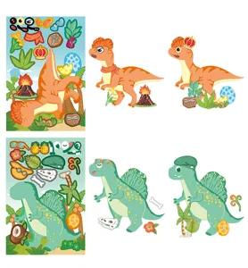 DIY cartoon dinosaur face changing stickers set, kids educational puzzle game toys creative gifts