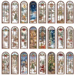 Christmas window bookmarks set of 24 winter holiday scenery reading page markers gifts