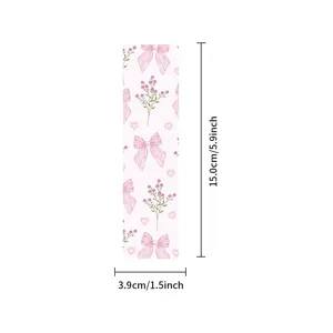 Pink coquette ribbon and floral bookmark card, elegant reading marker for students and lovely gifts.