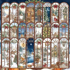 Christmas arched window bookmarks set of 24 winter snow scenery reading page markers gift
